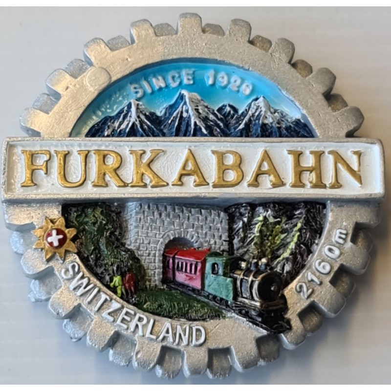 Magnet Rundplakette Zahnrad Furkabahn